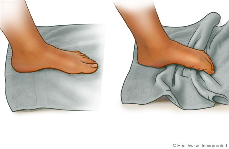 Towel curl exercise for the foot
