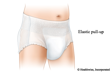 Pull-up adult underwear with a wide elastic band