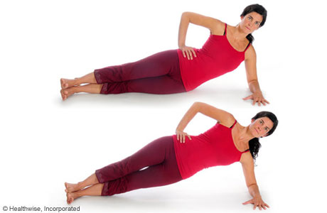 Imagen de cómo hacer el ejercicio de plancha lateral, nivel intermedio
